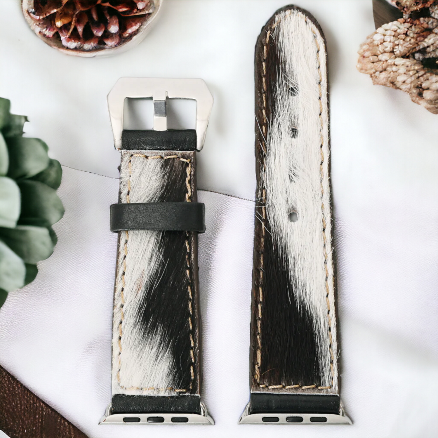 Cowhide Watch Band -Silver