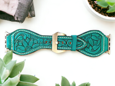 Teal Tooled Watch Band 38/40/41