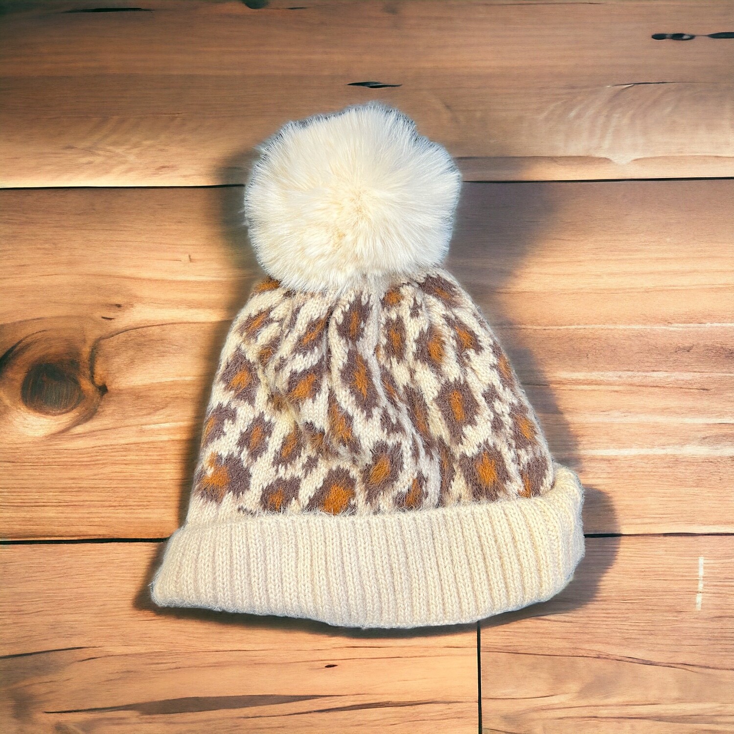 Leopard Pom Beanie