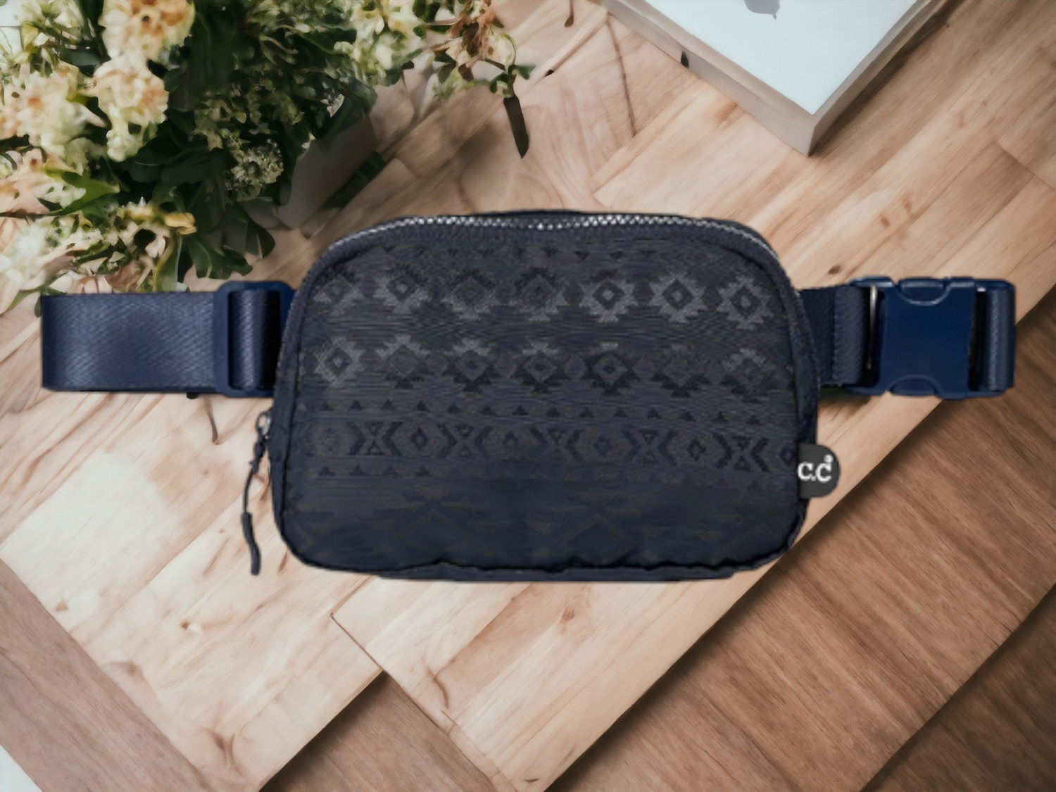 C.C South Western Pattern Fanny Pack - Navy