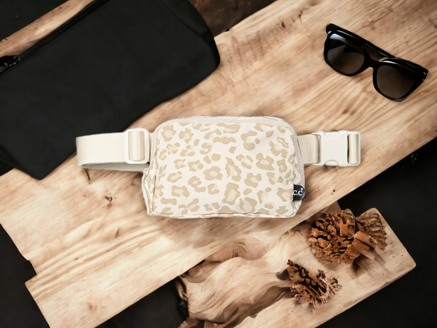 C.C Leopard Pattern Fanny Pack - Beige