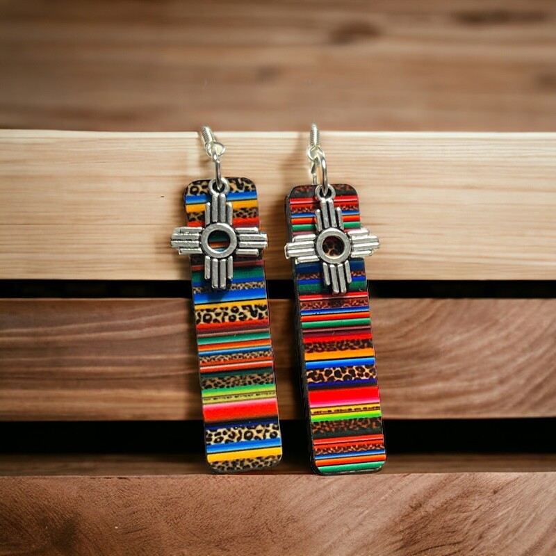 Zia Earrings with Cheetah Serape Print