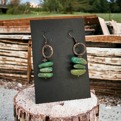 Natural Turquoise Stacked Gemstone Earrings