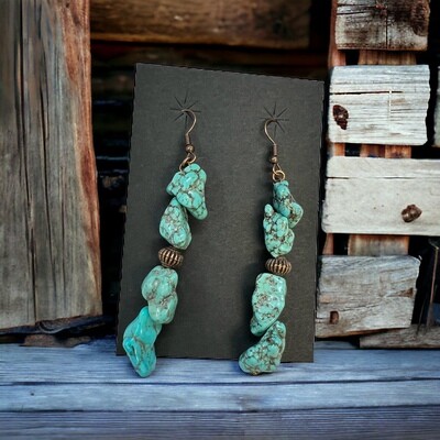 Stacked Turquoise and Copper Earrings