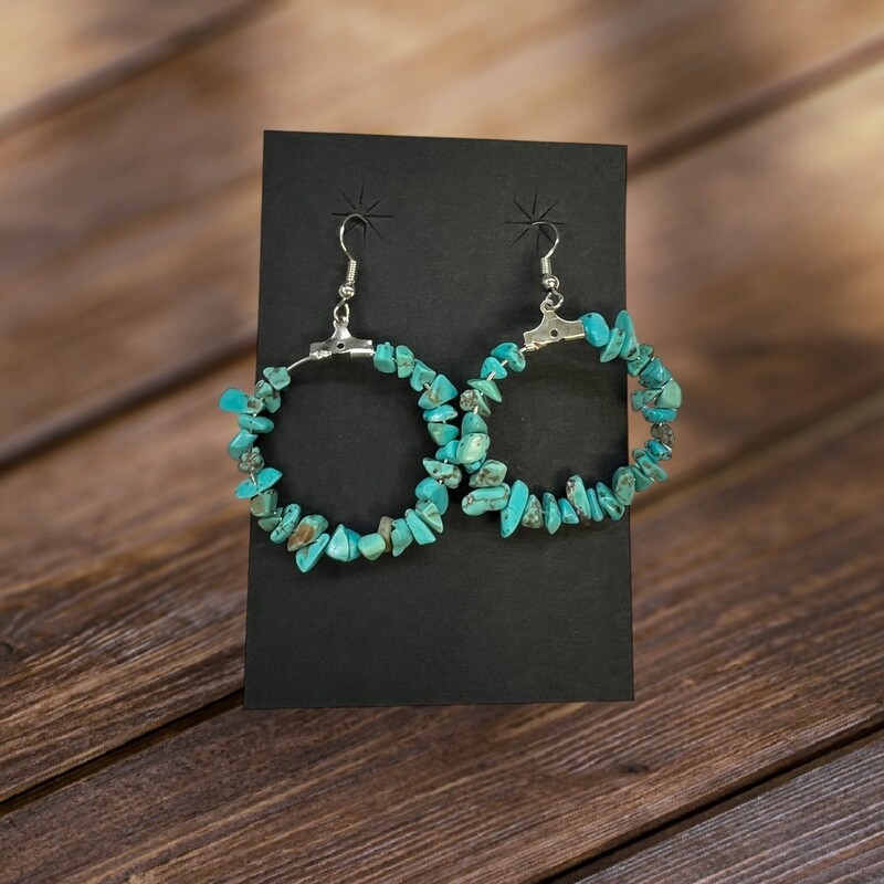 Turquoise Chip Hoop Earrings 