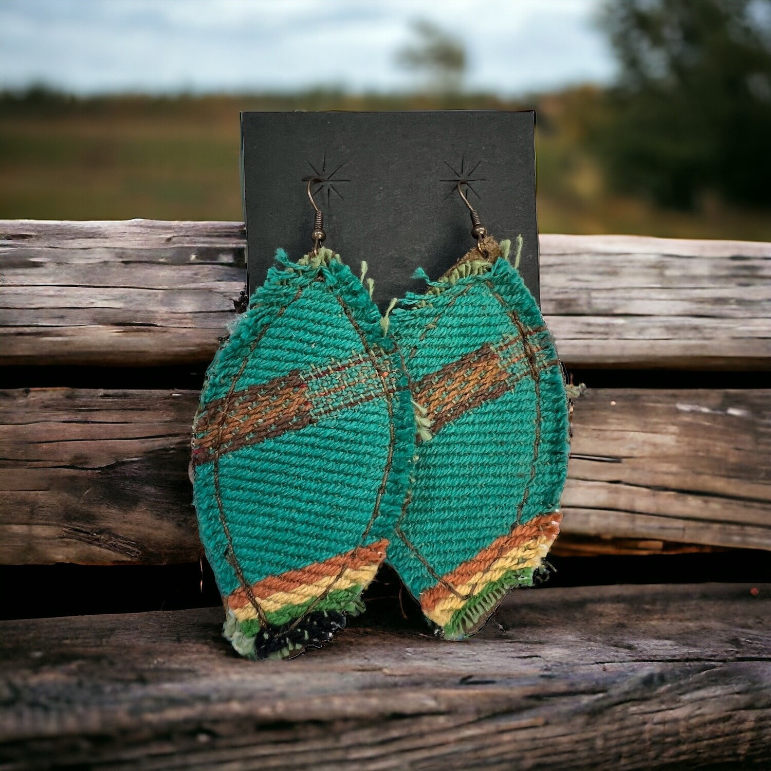 Frayed Serape Earrings with Suede Backing 