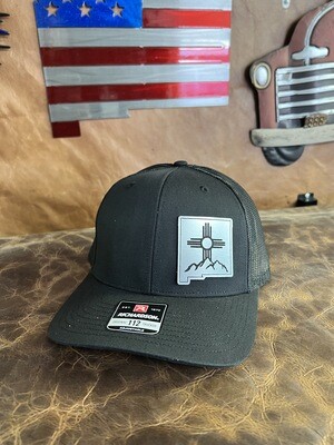 Black/Black Silver NM State Outline w/Zia Mountain Richardson 112 Hat