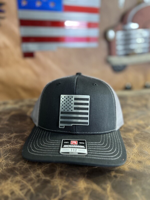 Black/Gray Silver Flag NM Shaped Richardson 112 Hat