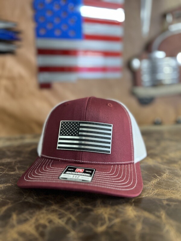 Crimson/White Silver Flag Patch Richardson 112 Hat