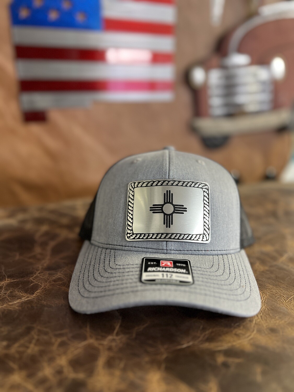 Gray/Black Silver Zia Rope Patch Richardson 112 Hat