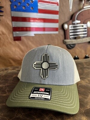 Gray/Olive/Cream Silver Zia Patch Richardson 112 Hat 