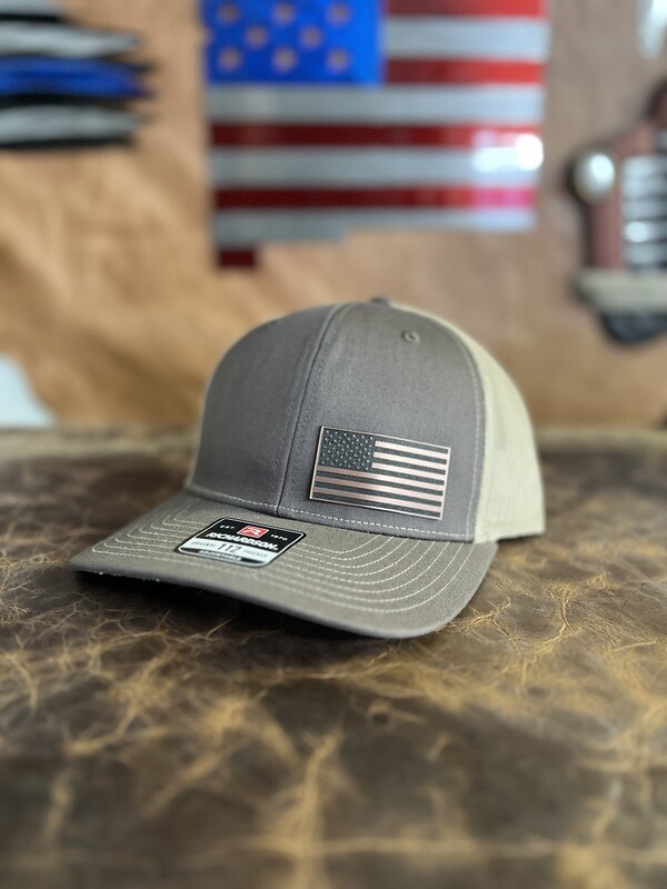 Coffee/Khaki Copper Side Flag Patch Richardson 112 Hat 