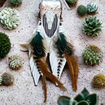 Kalispell Feather Earrings | White - 4 inches