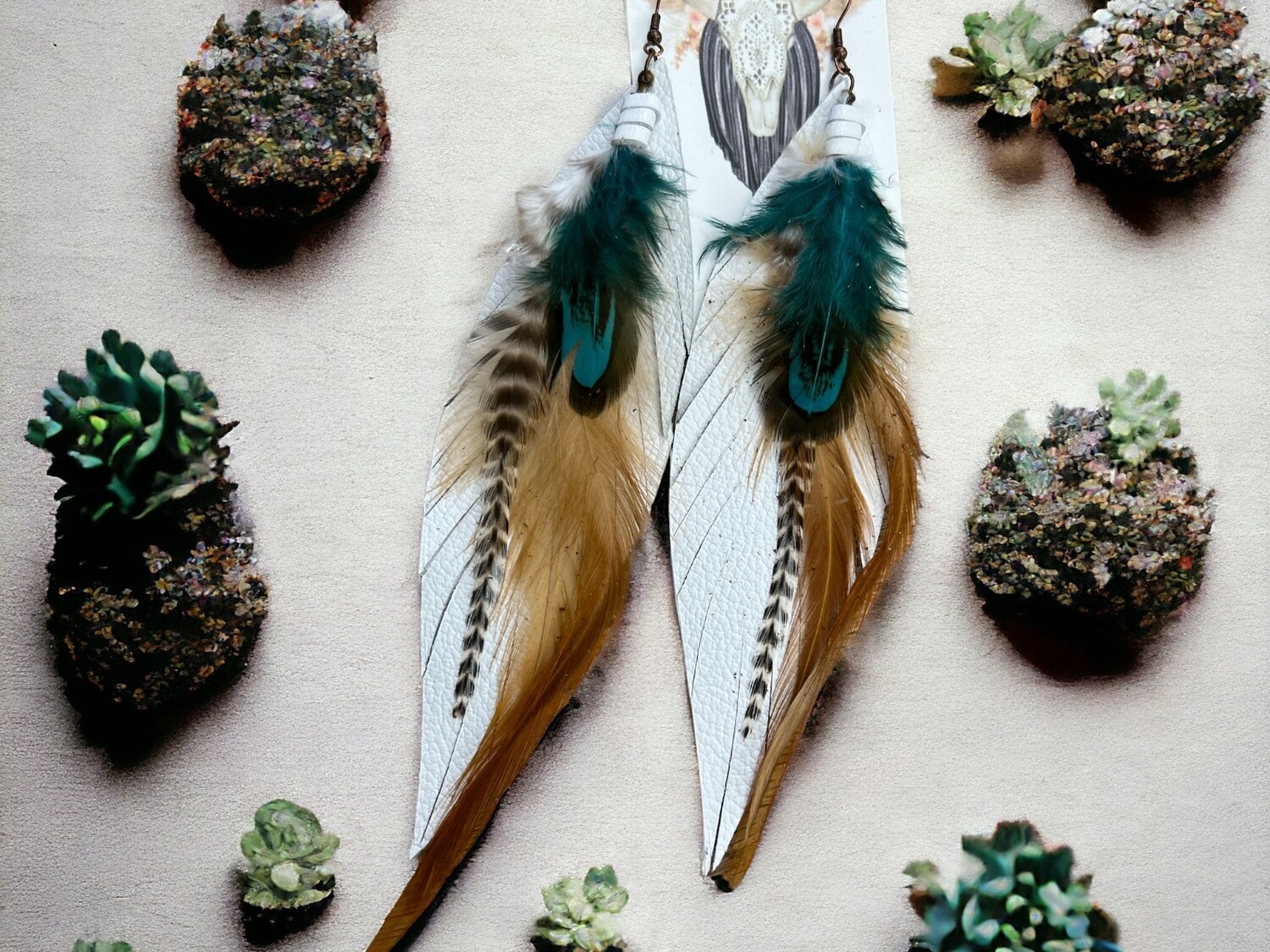Kalispell Feather Earrings | White - 5 inches