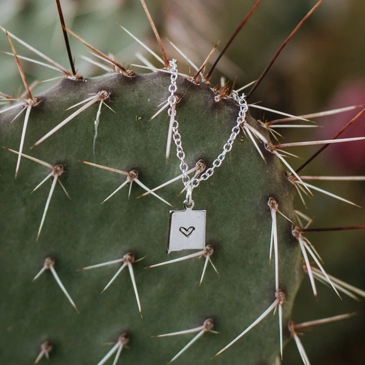 New Mexico Necklace with Heart - Silver