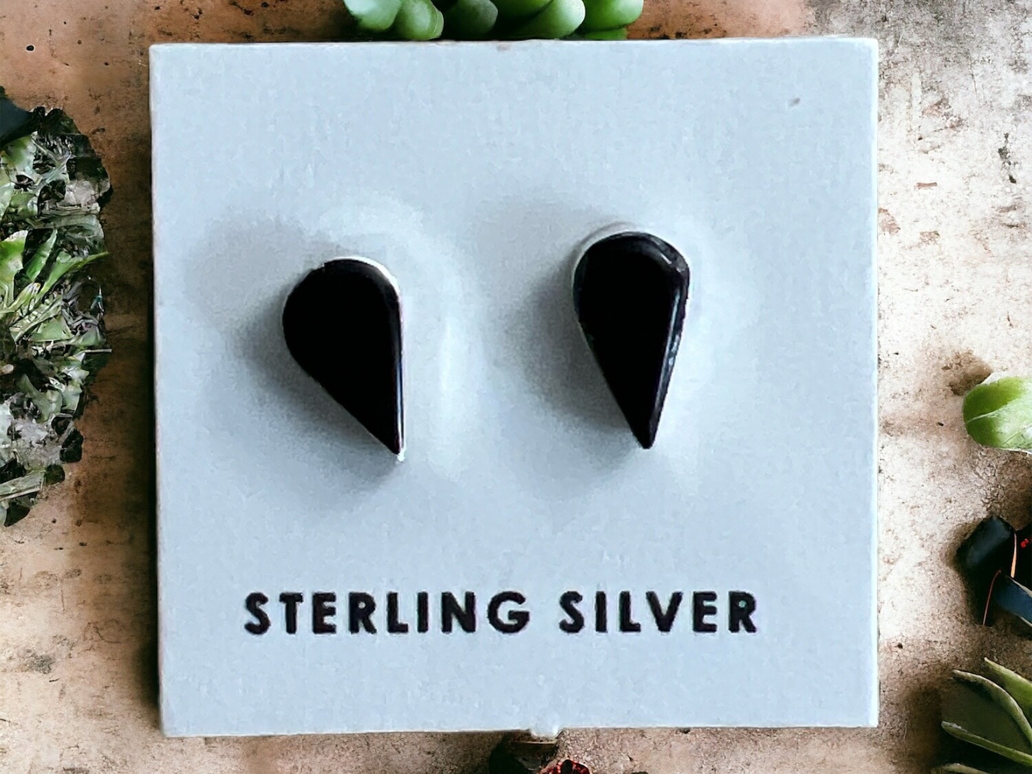 Jet Teardrop Sterling Silver Earrings