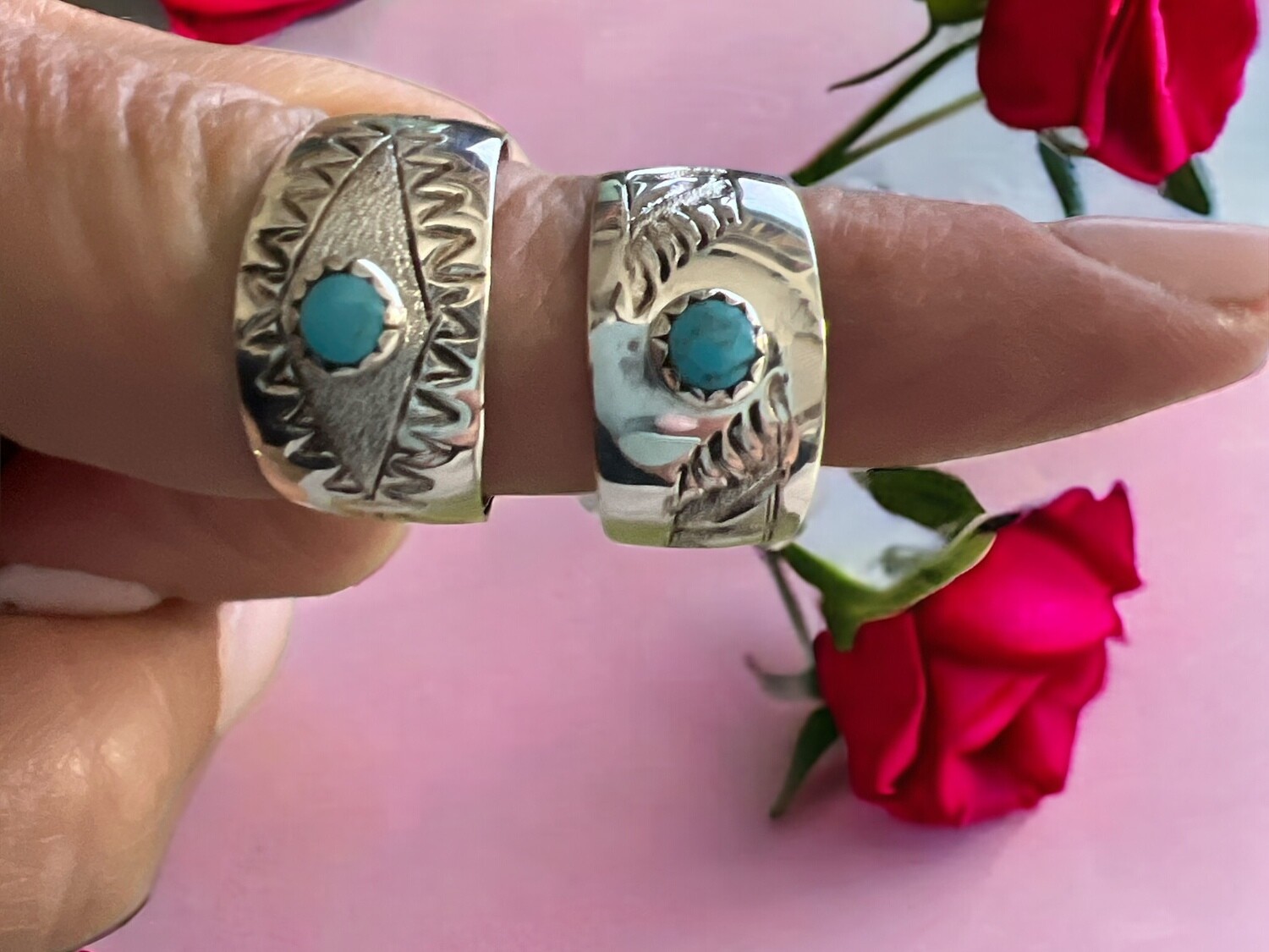 Dome Sterling Silver Turquoise Bands