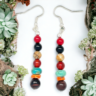 Multicolor Bead Dangle Earrings