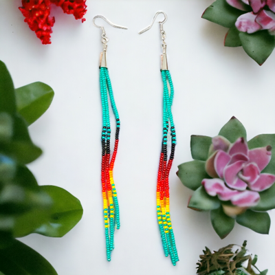 Teal Seed Bead Earrings