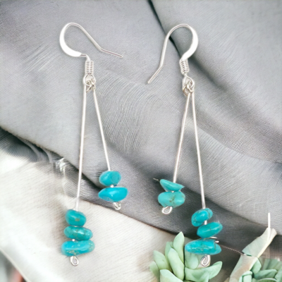 Turquoise Rock Dangle Earrings