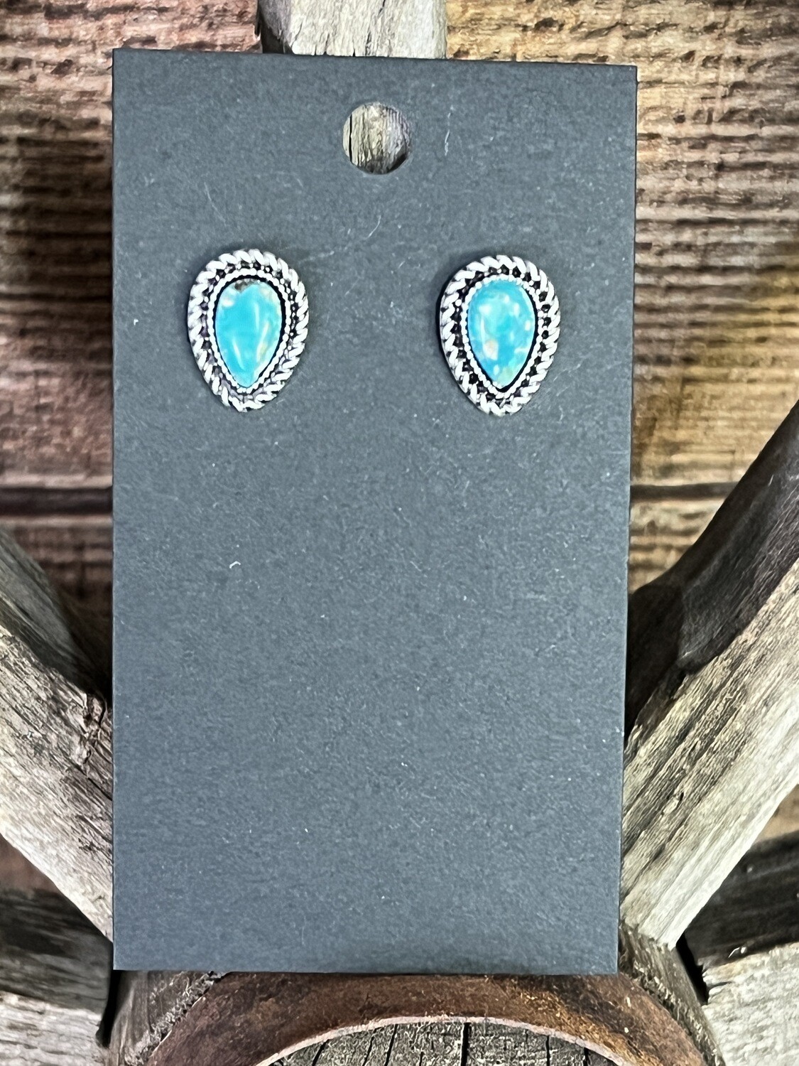 Turquoise Upside Down Teardrop Post Earrings