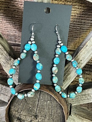 Turquoise Stone Gemstone Oval Earrings 