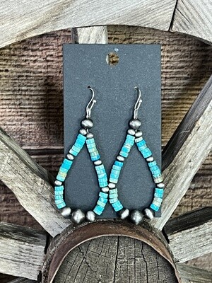 Turquoise Gemstone Navajo Pearl Earrings