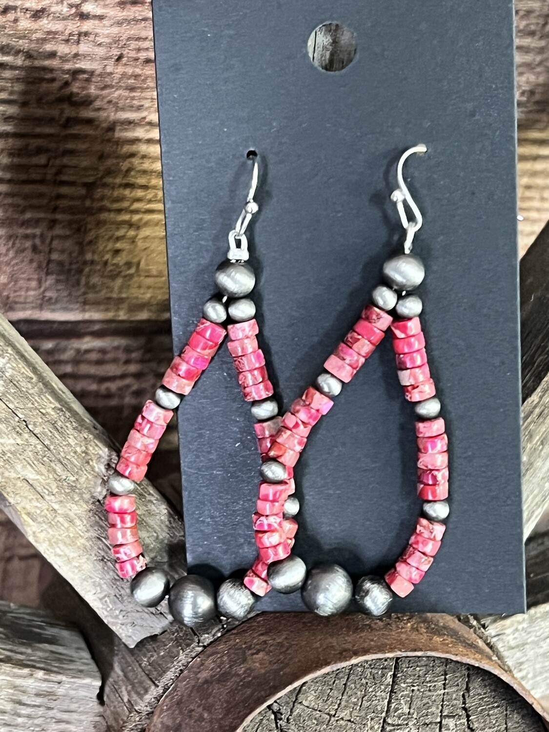 Coral Gemstone Hoop Earrings