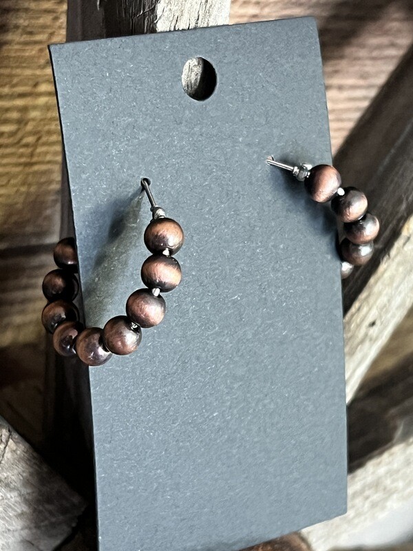 Copper Navajo Pearl Hoop Earrings