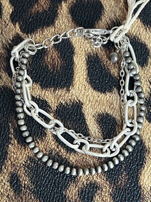 Silver Layered Navajo Pearl Bracelet