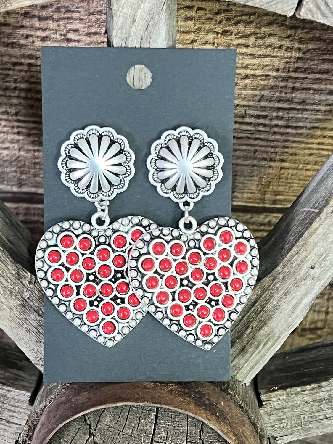 Concho Post Heart Cluster Earrings
