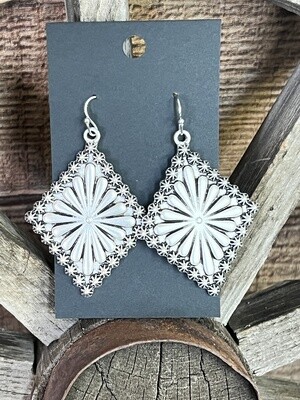 Concho Silver Diamond Earrings