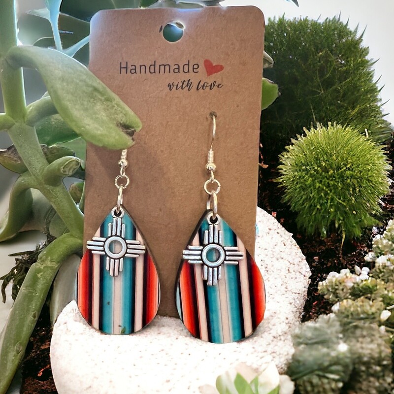 Zia Earrings, Natural Serape Print Earring