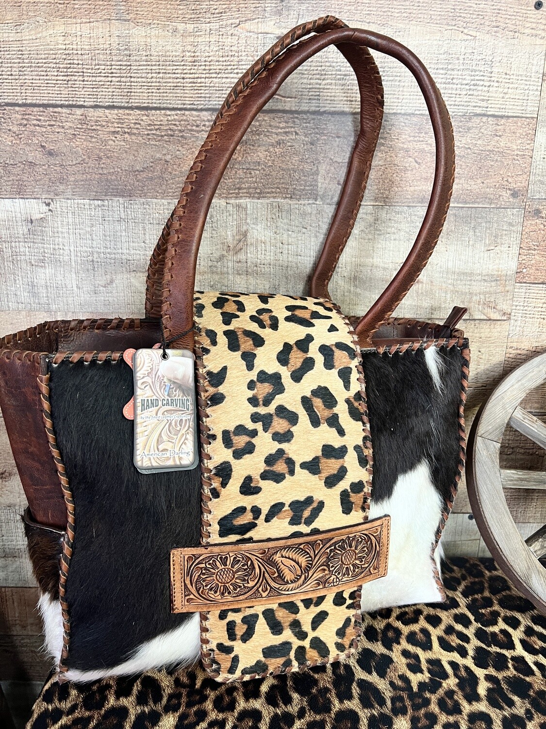 Leopard &amp; Cowhide Tote Bag