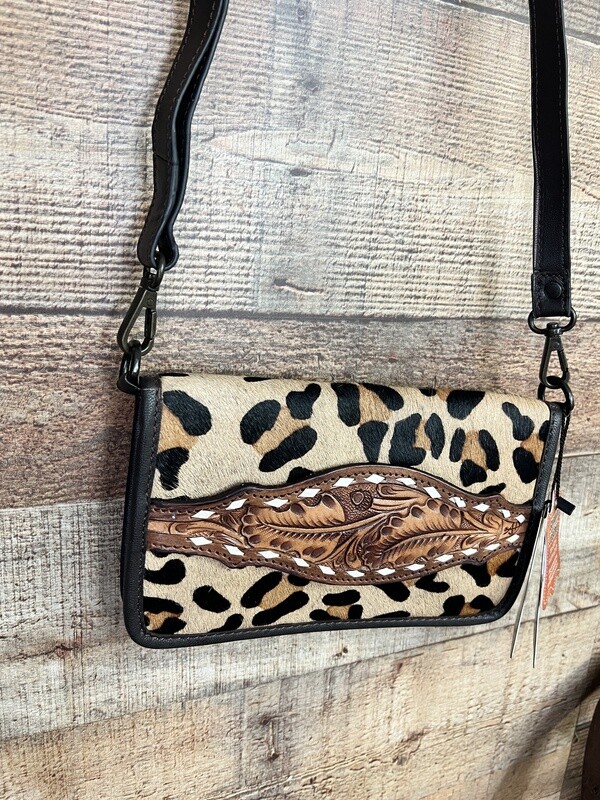 Leopard Tooled Wallet Clutch Organizer