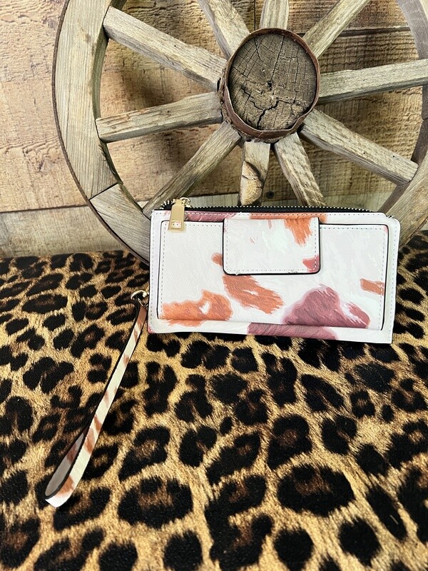 Brown Cow Print Wristlet Wallet