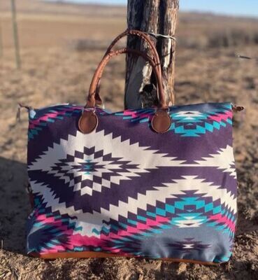 Purple Pink Turquoise Aztec Tote