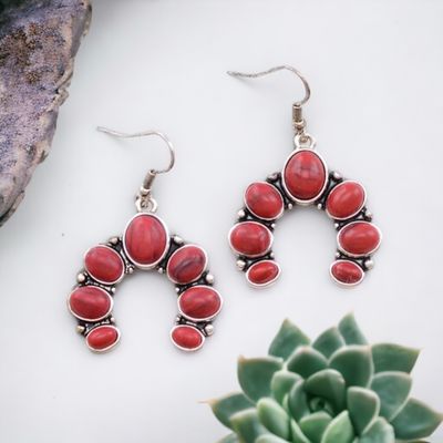 Red Squash Blossom Dangle Earrings
