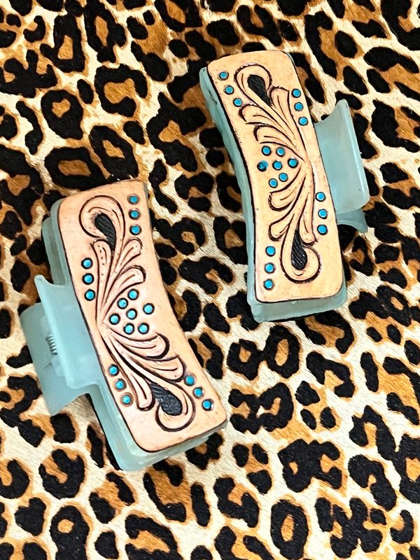 Turquoise Dot Hair Claw