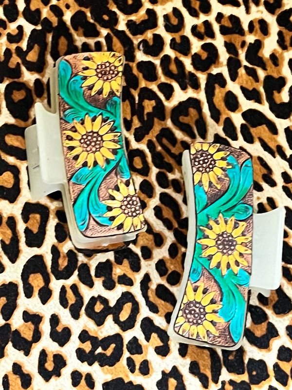 Sunflower Teal Hair Claw