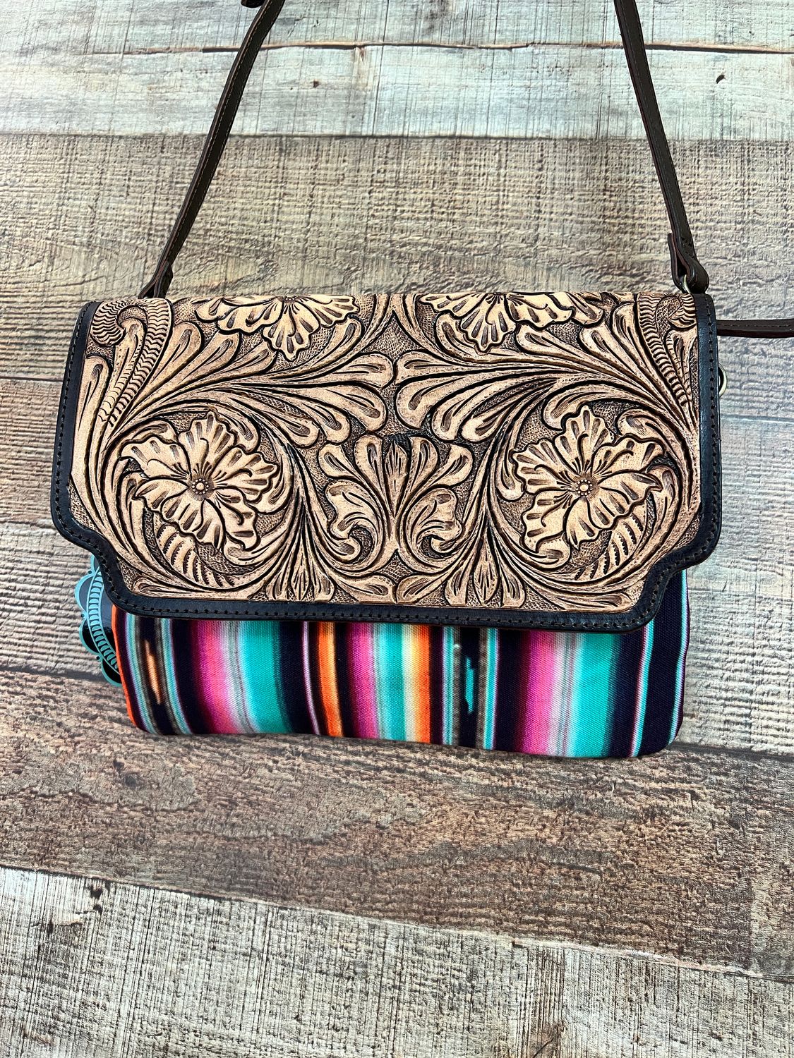 Serape Tooled Crossbody Bag