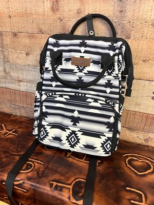 Wrangler Black Aztec Southwestern Pattern Dual Sided Print Multi-Function Backpack
