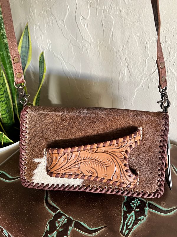 Cowhide Wallet Clutch Crossbody