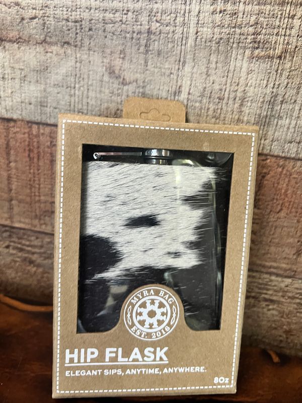 Black Cowhide Flask 