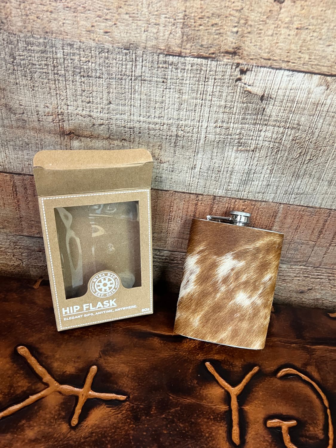 Brown Cowhide Flask 