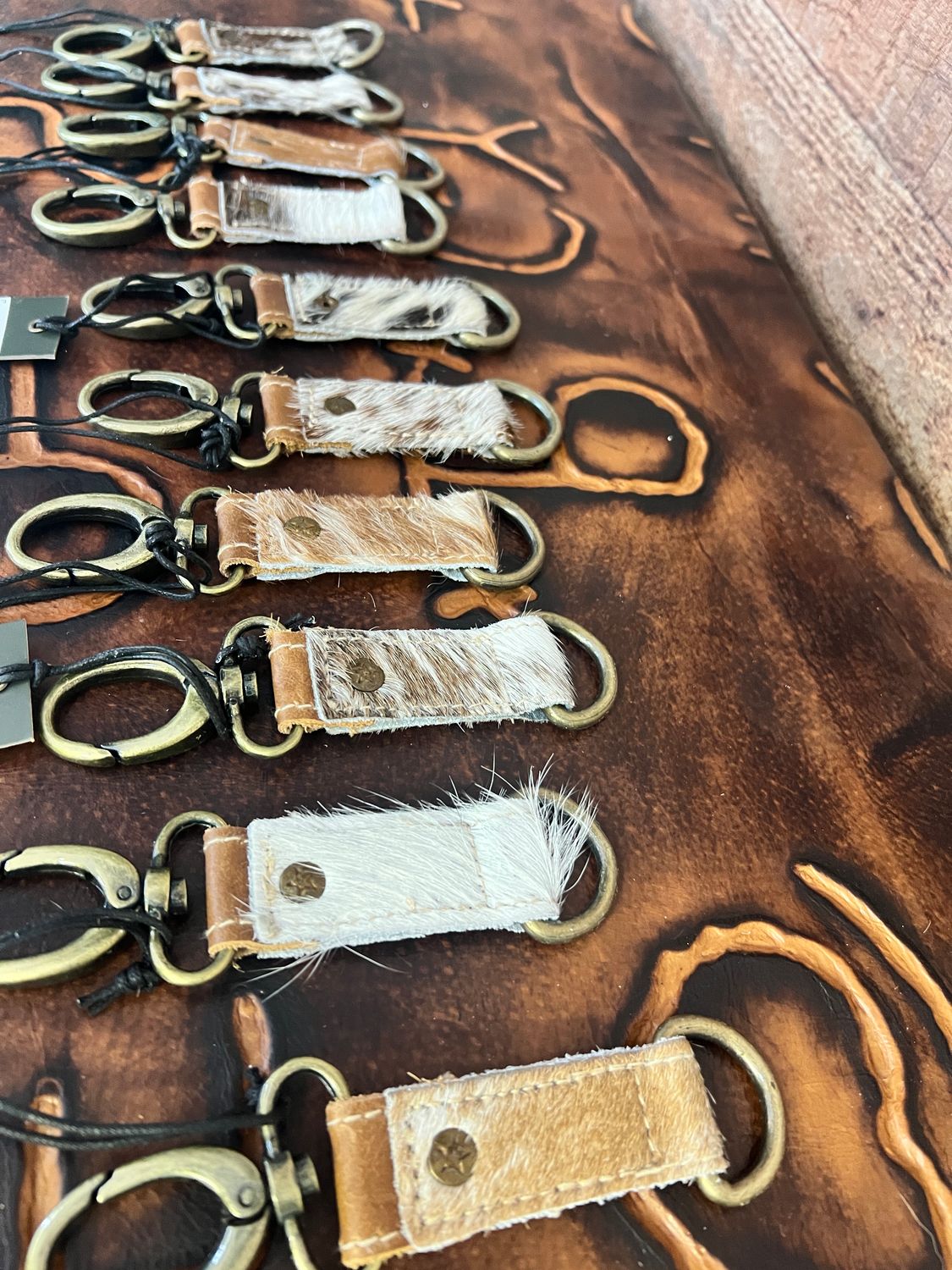 Black Cowhide Key Fobs