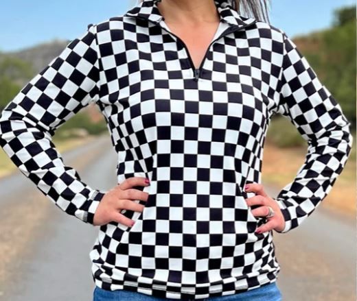 Black &amp; White Check Pullover