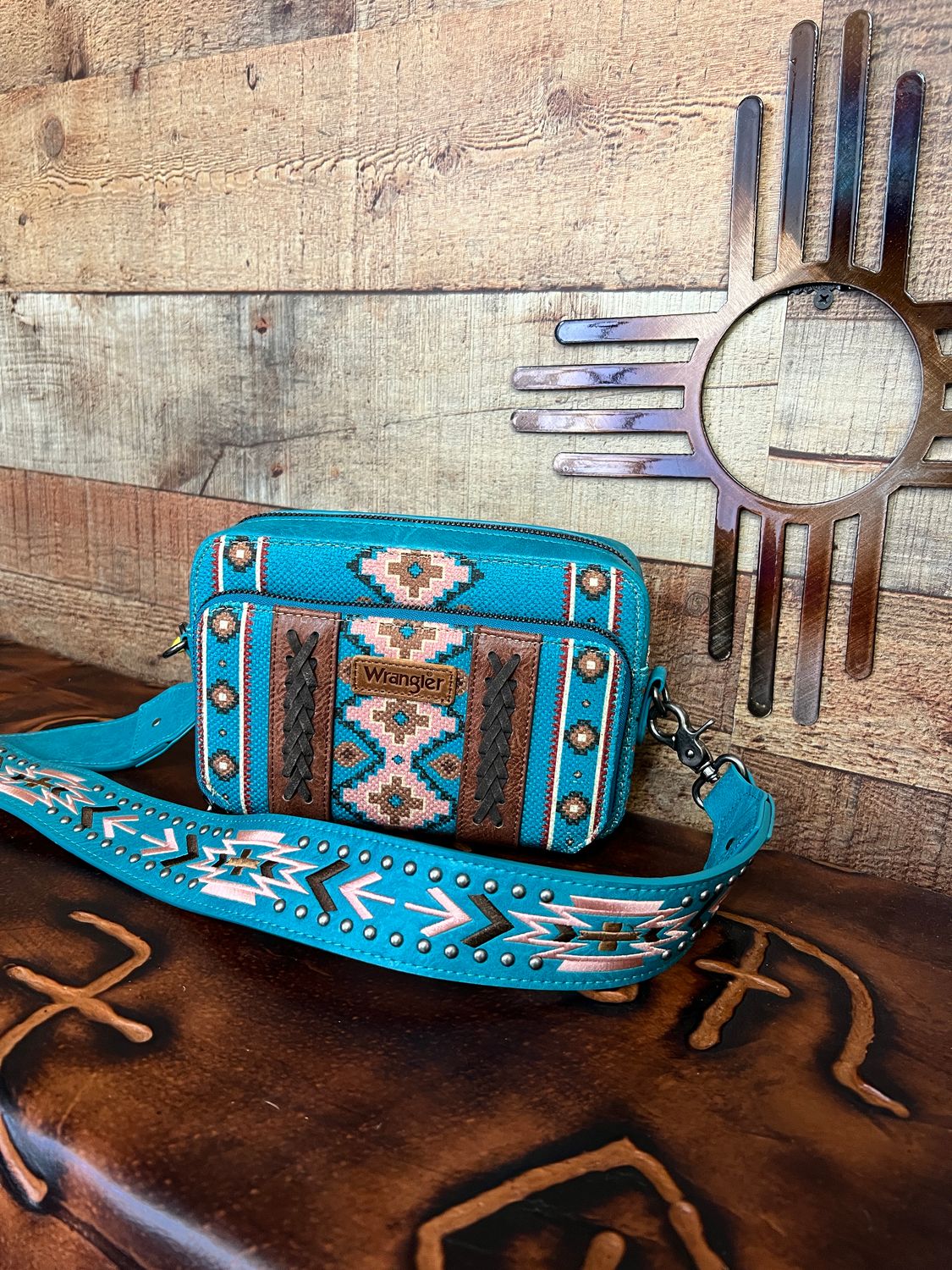 Wrangler Turquoise Aztec Crossbody Bag