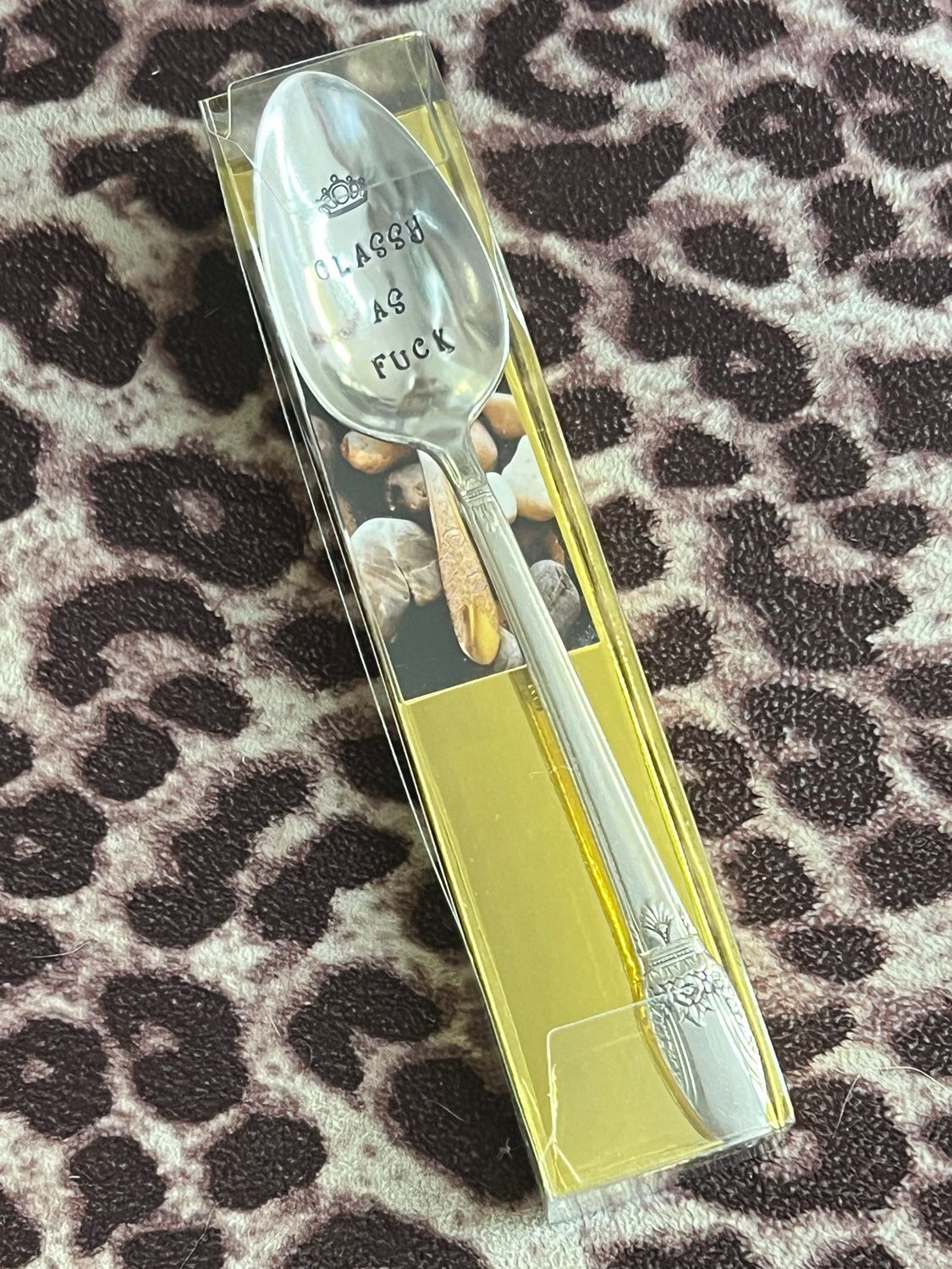 Naughty Coffee Themed Hand-Stamped Vintage Silver Spoons - Classy as F*** (teaspoon)