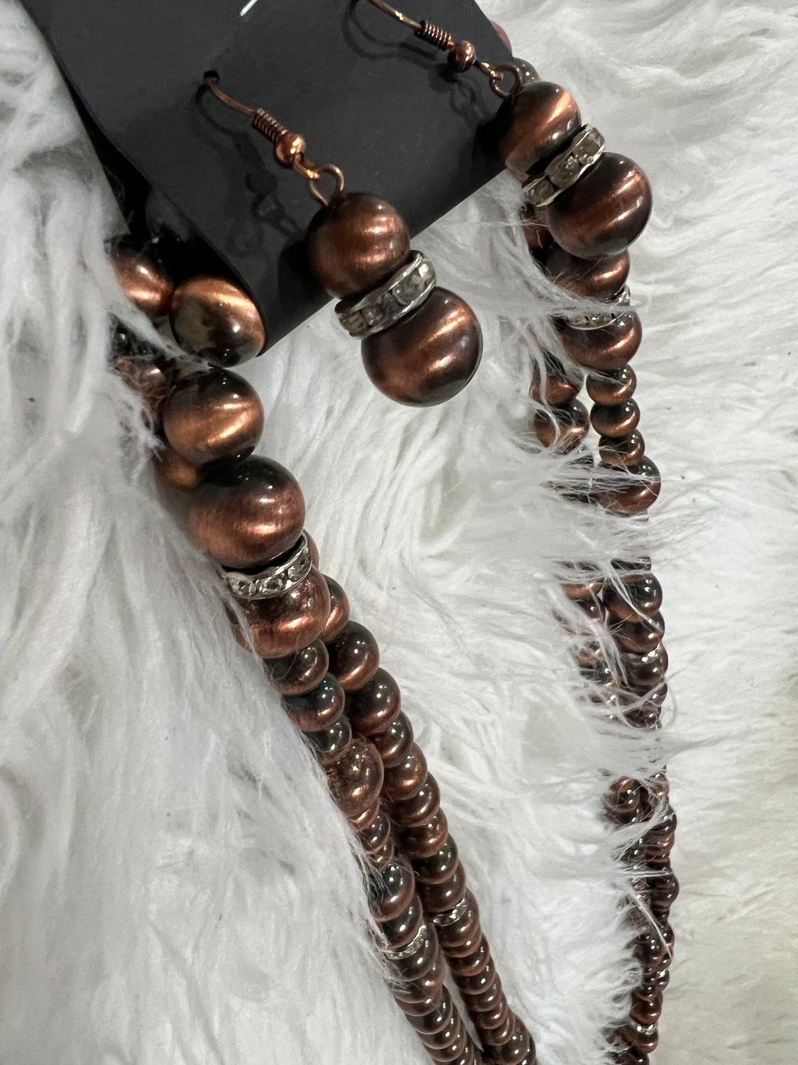 Fashion Copper Navajo Bead Bling Necklace Set